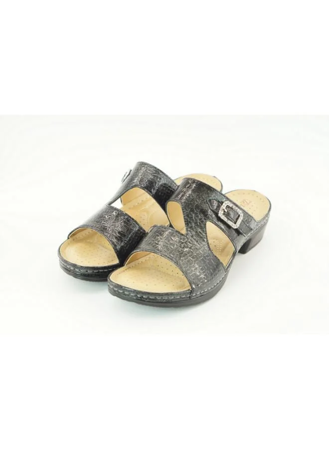 زينة 221-3162 Zayna Ladies Low Heel Slides 2608-10 Grey